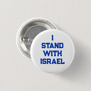Ich stehe mit Israel weiß blauen Serientext modern Button