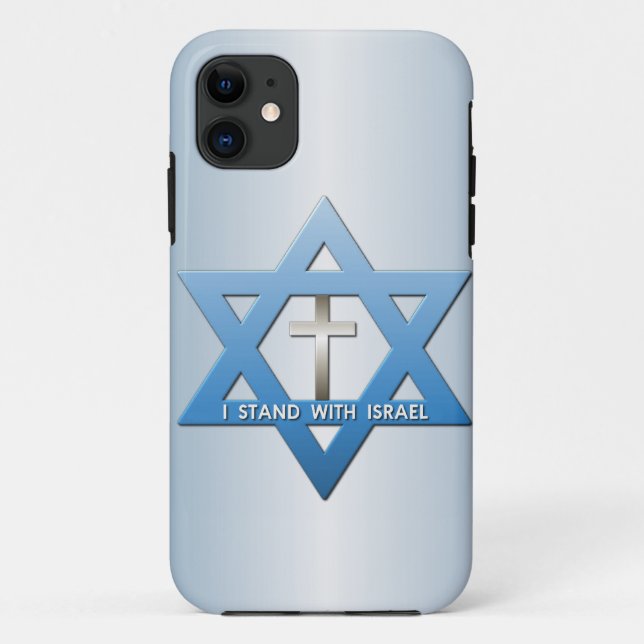 Ich stehe mit Israelchristlichem Querdavidsstern Case-Mate iPhone Hülle (Rückseite)