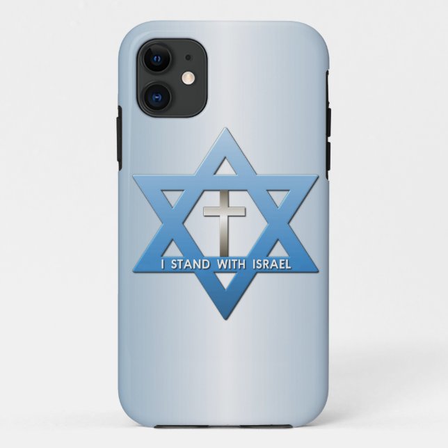 Ich stehe mit Israelchristlichem Querdavidsstern Case-Mate iPhone Hülle (Rückseite)
