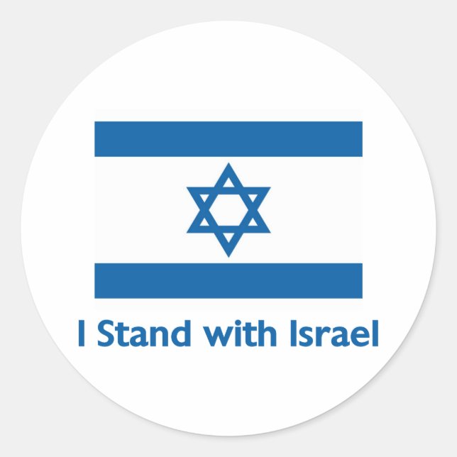Ich stehe mit israelischen Geschenken und T-Shirts Runder Aufkleber (Vorderseite)