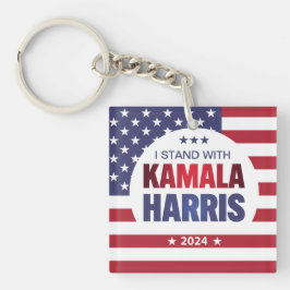 Ich stehe mit Kamala Harris Blue Red 2024 Schlüsse Schlüsselanhänger