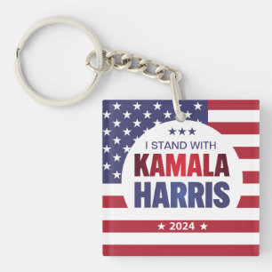 Ich stehe mit Kamala Harris Blue Red 2024 Schlüsse Schlüsselanhänger