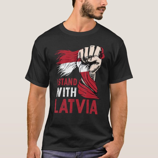 Ich stehe mit Lettland unterstützende lettische Fl T-Shirt (Vorderseite)