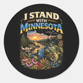 Ich stehe mit Minnesota Runder Aufkleber