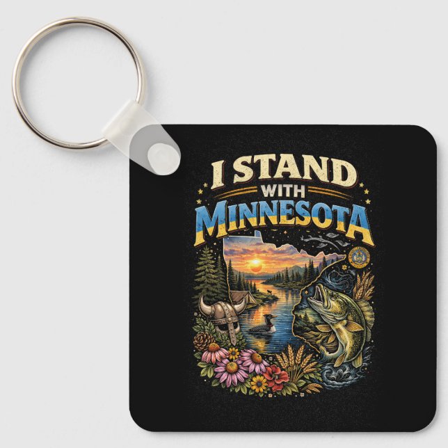Ich stehe mit Minnesota Schlüsselanhänger (Vorderseite)