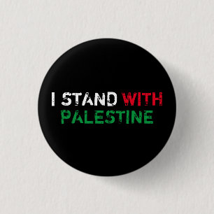 Ich stehe mit Palästina, weißer, grüner Typografie Button