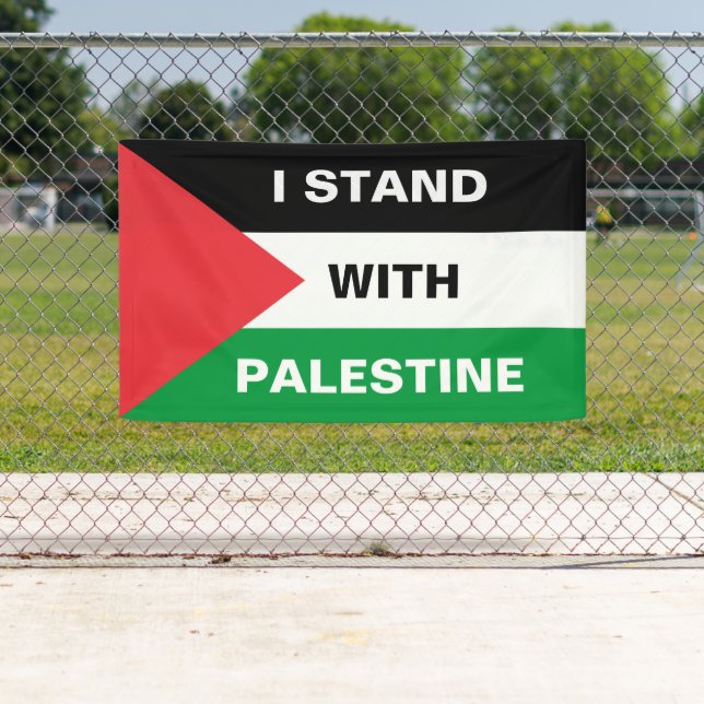 Ich stehe mit Palästina-Zoll-Text Palästina-Flagge Banner (Insitu)
