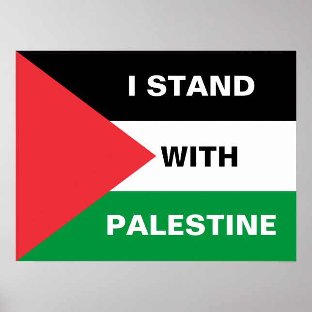Ich stehe mit Palästina-Zoll-Text Palästina-Flagge Poster (Vorne)