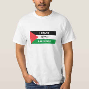 Ich stehe mit Palästina-Zoll-Text Palästina-Flagge T-Shirt