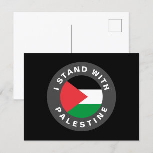Ich stehe mit palästinensischem Zoll-Text und Flag Postkarte