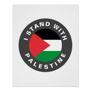 Ich stehe mit palästinensischer Flagge und einem b Poster
