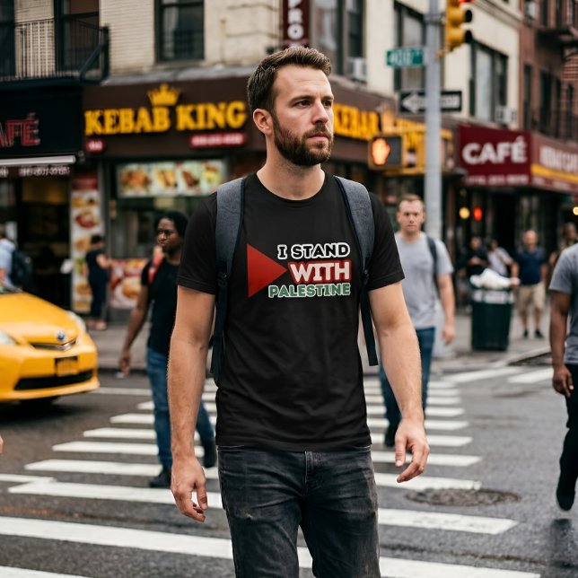 ICH STEHE MIT PALESTINE Black T-Shirt (Von Creator hochgeladen)