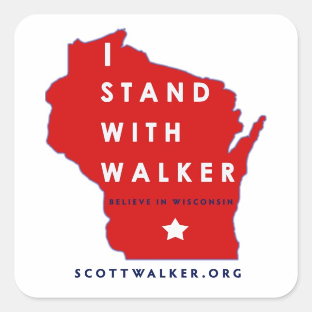 Ich stehe mit Scott Walker Quadratischer Aufkleber (Vorderseite)