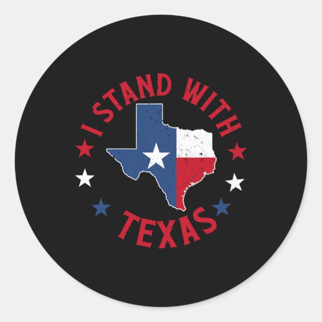 Ich stehe mit Texas Runder Aufkleber (Vorderseite)