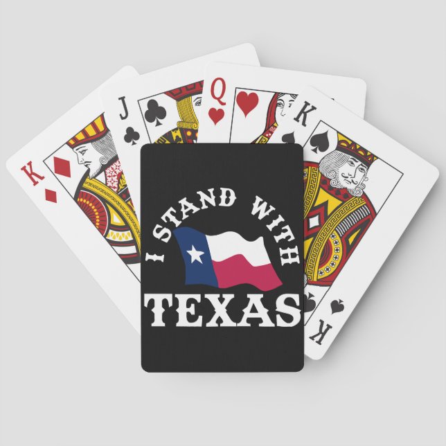 Ich stehe mit Texas Spielkarten (Rückseite)