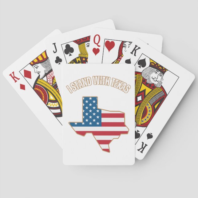 Ich stehe mit Texas Spielkarten (Rückseite)