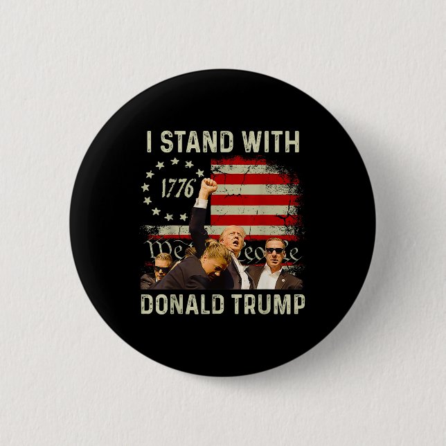Ich stehe mit Trump Funny Trump 2024 Button (Vorderseite)