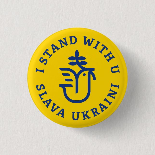 Ich stehe mit U (Slava Ukraini) Button (Vorderseite)