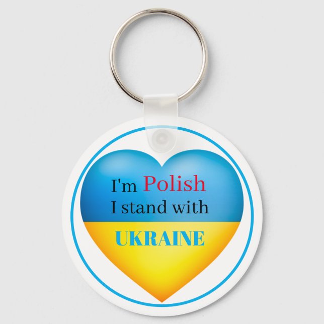 Ich stehe mit Ukraine blau gelb Schlüsselanhänger (Vorderseite)