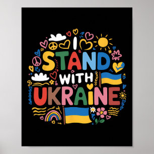 Ich stehe mit Ukraine Farbige Ukraine Frieden Männ Poster