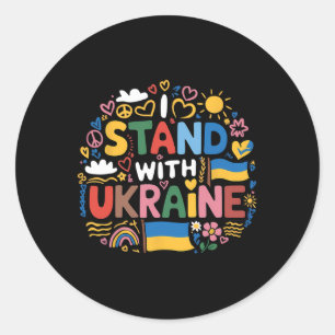 Ich stehe mit Ukraine Farbige Ukraine Frieden Männ Runder Aufkleber