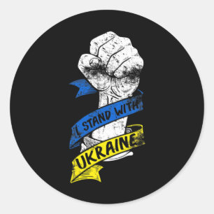 Ich stehe mit Ukraine-Flagge Power Ribbon Unterstü Runder Aufkleber
