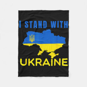 Ich stehe' mit Ukraine-Flaggen-Emblem-Karte Patrio Fleecedecke
