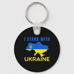 Ich stehe' mit Ukraine-Flaggen-Emblem-Karte Patrio Schlüsselanhänger