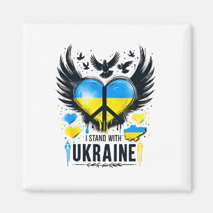Ich stehe mit Ukraine Frieden Ukrainische Flagge V Magnet