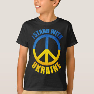 Ich stehe mit Ukraine Friedenssymbol T-Shirt
