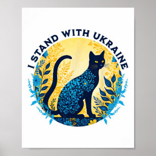 Ich stehe mit Ukraine Katze Floral Ukraine Starke Poster