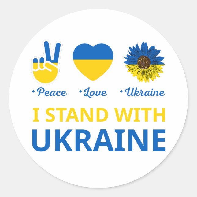 Ich stehe mit ukraine runder aufkleber (Vorderseite)