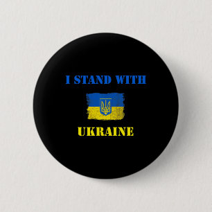 Ich stehe mit Ukraine-Shirt Ukrainische Flagge Unt Button