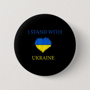 Ich stehe mit Ukraine-Shirt Ukrainische Flagge Unt Button