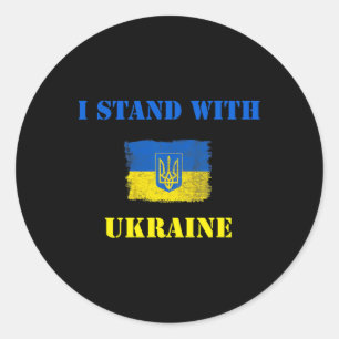 Ich stehe mit Ukraine-Shirt Ukrainische Flagge Unt Runder Aufkleber