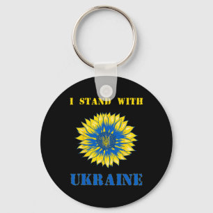 Ich stehe mit Ukraine Sonnenblume Retro Floral Ukr Schlüsselanhänger