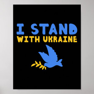 Ich stehe mit Ukraine Taube Frieden Pro-Ukraine Bl Poster