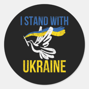 Ich stehe mit Ukraine Taube Frieden Pro-Ukraine Runder Aufkleber