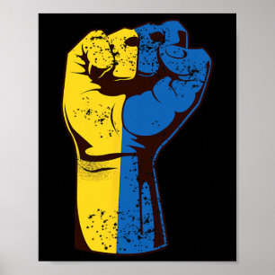 Ich stehe mit Ukraine Ukrainische Flagge Fäuste Uk Poster