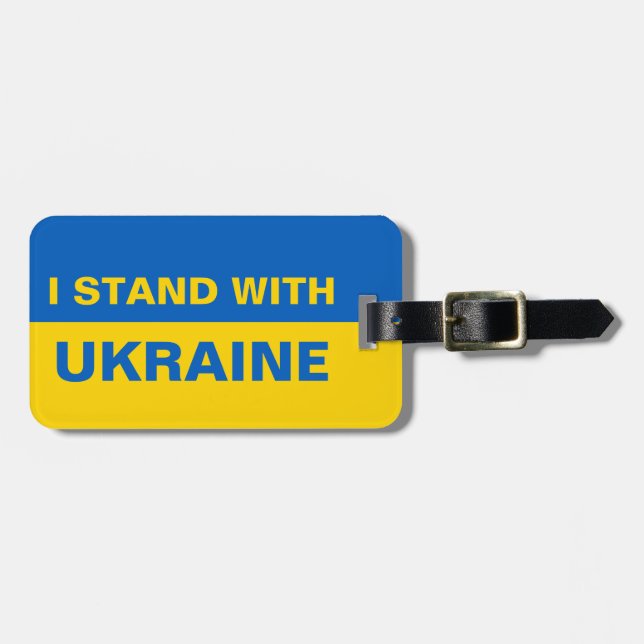 Ich stehe mit ukrainischer Flagge Gepäckanhänger (Vorderseite horizontal)