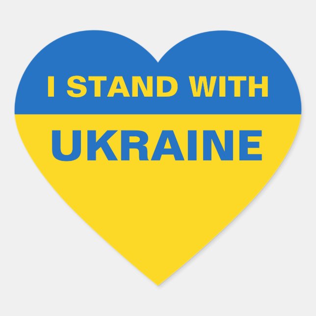 Ich stehe mit ukrainischer Flagge Herz-Aufkleber (Vorderseite)