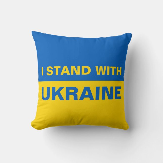 Ich stehe mit ukrainischer Flagge Kissen (Vorderseite)