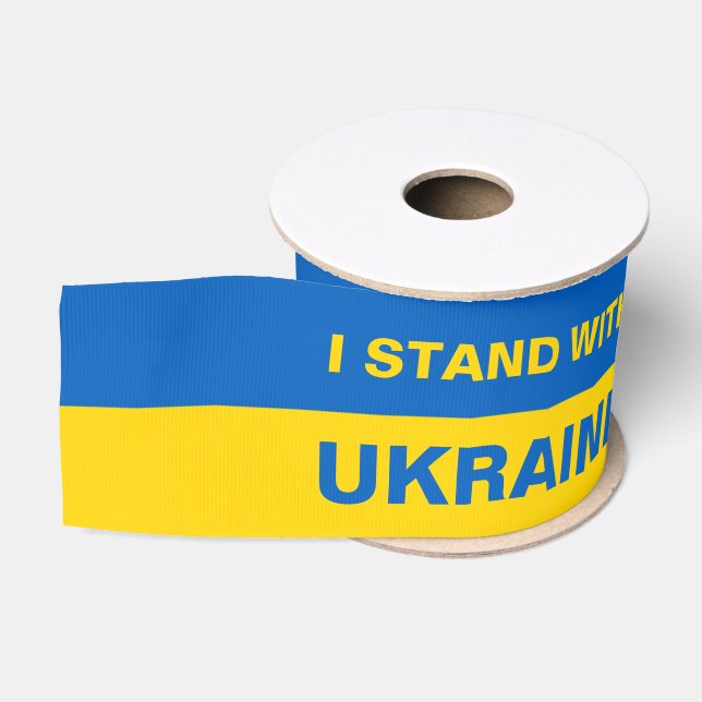 Ich stehe mit ukrainischer Flagge Ripsband (Spule)