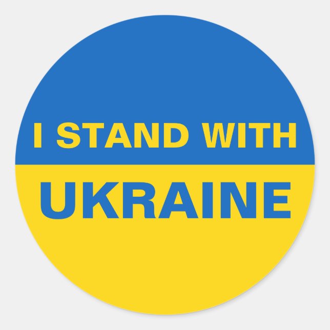 Ich stehe mit ukrainischer Flagge Runder Aufkleber (Vorderseite)