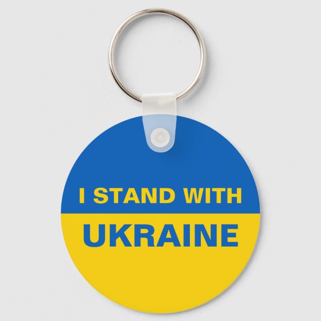 Ich stehe mit ukrainischer Flagge Schlüsselanhänger (Vorderseite)