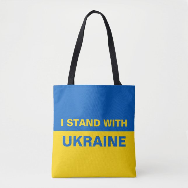 Ich stehe mit ukrainischer Flagge Tasche (Vorderseite)