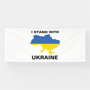Ich stehe mit ukrainischer Flagge und Kartenbanner Banner