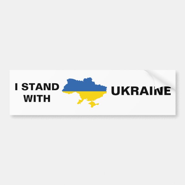 Ich stehe mit ukrainischer Flagge und Kartenleser Autoaufkleber (Vorne)