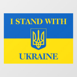 Ich stehe zu Ukraine. Ukrainische Flagge und Dreiz Fensteraufkleber