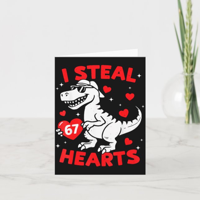 Ich stehle 67 Herz Dinosaurier für Jungen Mädchen  Karte (Vorderseite)